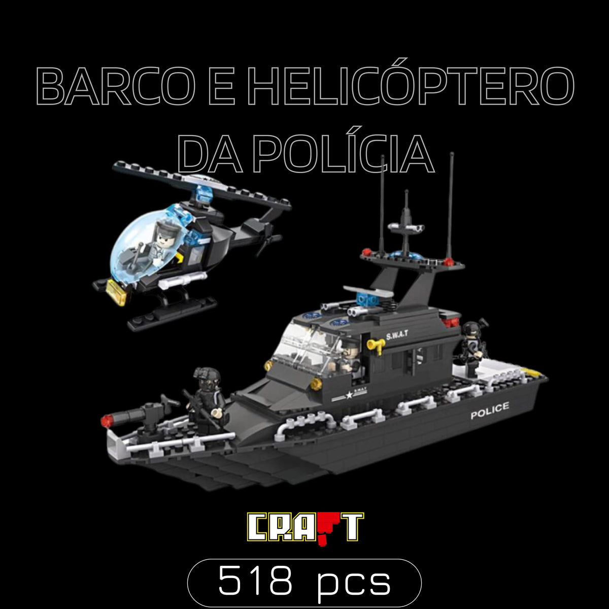 Barco e Helicóptero da Polícia (518 pçs)