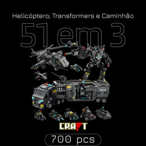 Helicóptero, Transformers e Caminhão (51 Brinquedos em 3)